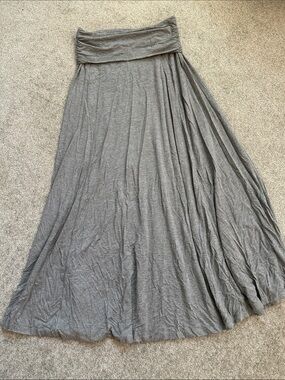 GAP Heather Gray Fold-Over Waist Maxi Skirt